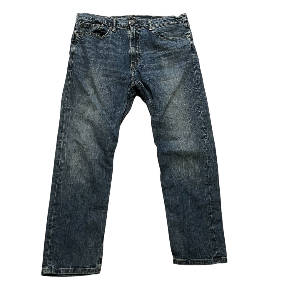 Levis 502 Regular Taper Fit Jeans Mens 36x30 marbled blue denim